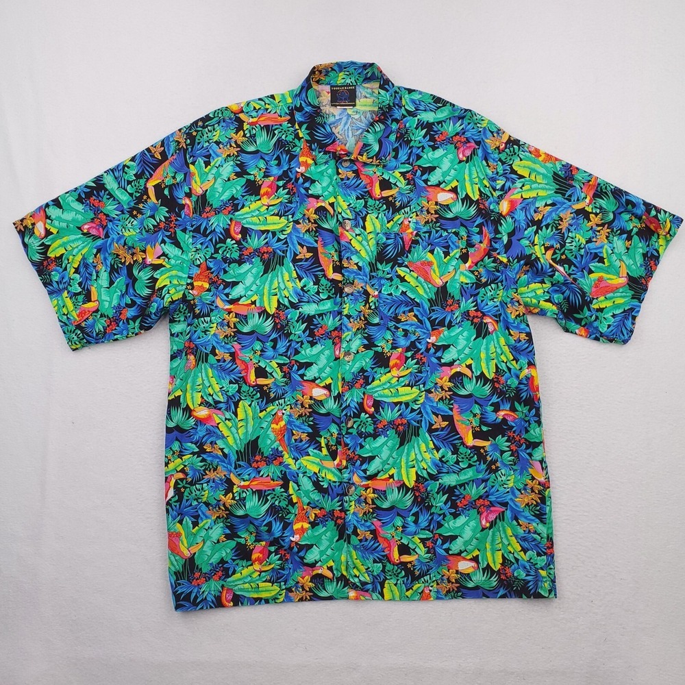 Vintage Toucan‎ Dance Shirt Mens Large Hawaiian Tropical USA MADE Single Stitch